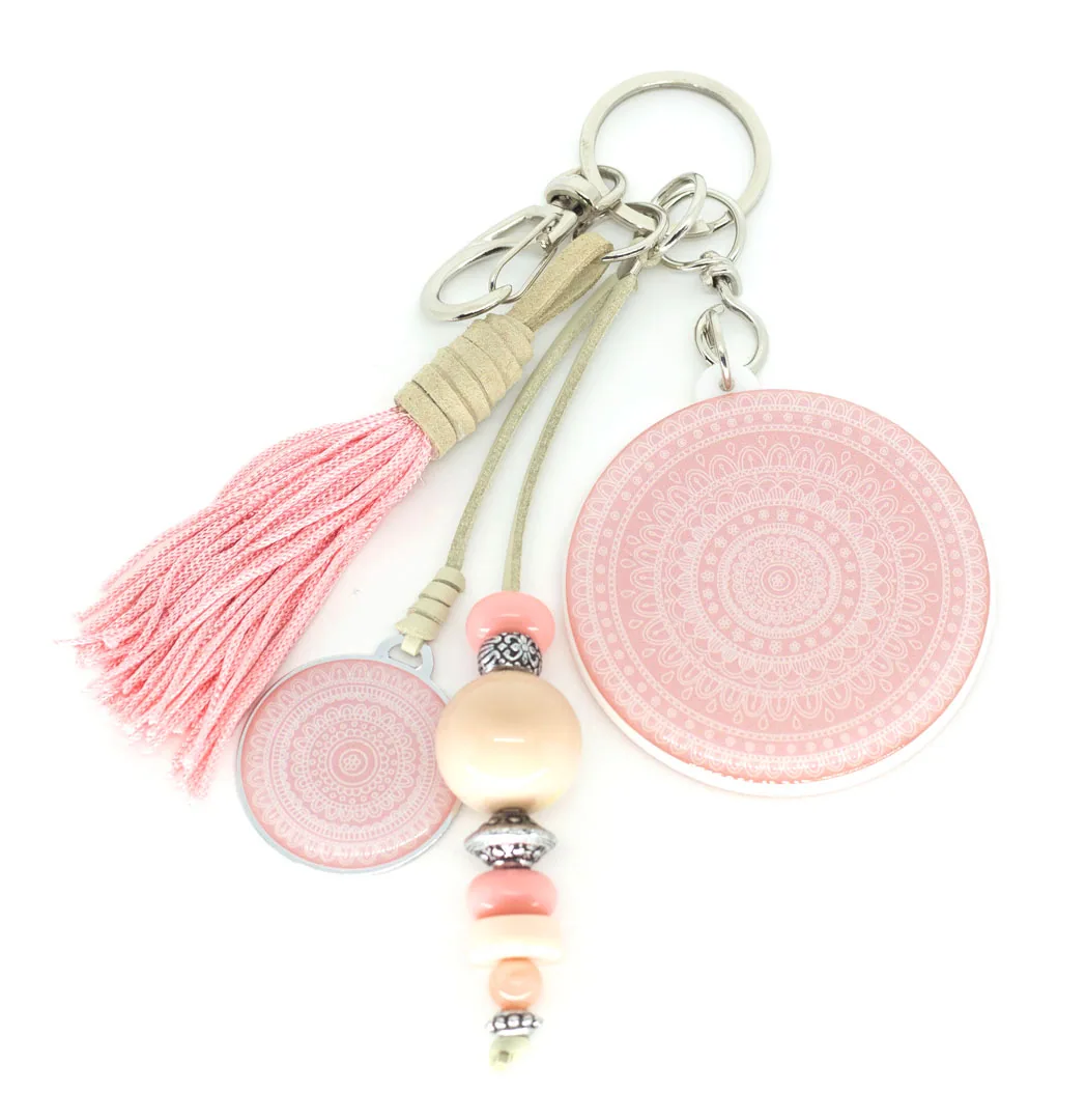 Chaveiro Clássico, Mandala Rosa Chá